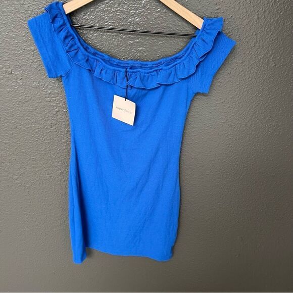 NWT Revolve x Superdown Daniella Off Shoulder Dress in Blue | Size M - Picture 5 of 10